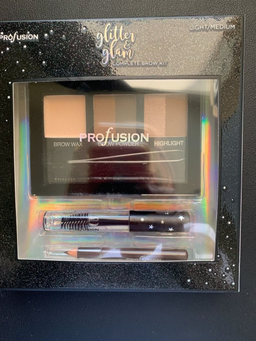 Profusion Glitter & Glam Complete Brow Kit - Light/Medium With Brow Wax Powder H